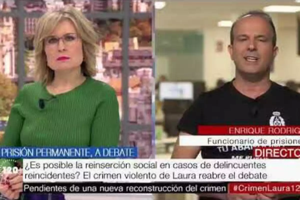 Debate sobre la prisión permanente y la reinserción social de delincuentes reincidentes en un programa de televisión.