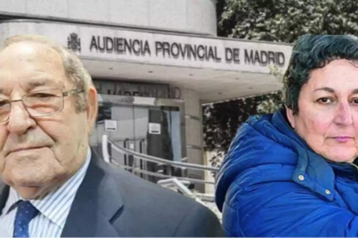 Dos personas frente a la Audiencia Provincial de Madrid.