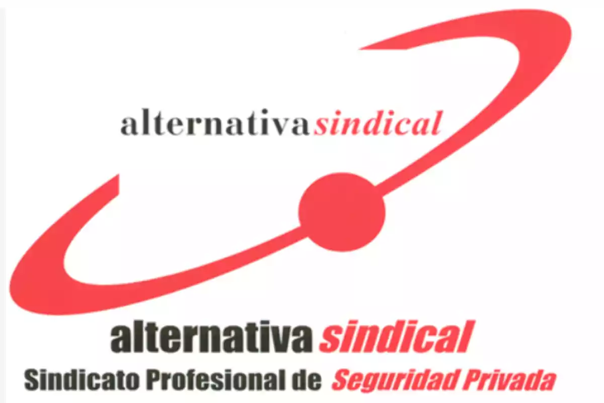 Logotipo de alternativa sindical con un diseño en rojo y texto que indica Sindicato Profesional de Seguridad Privada