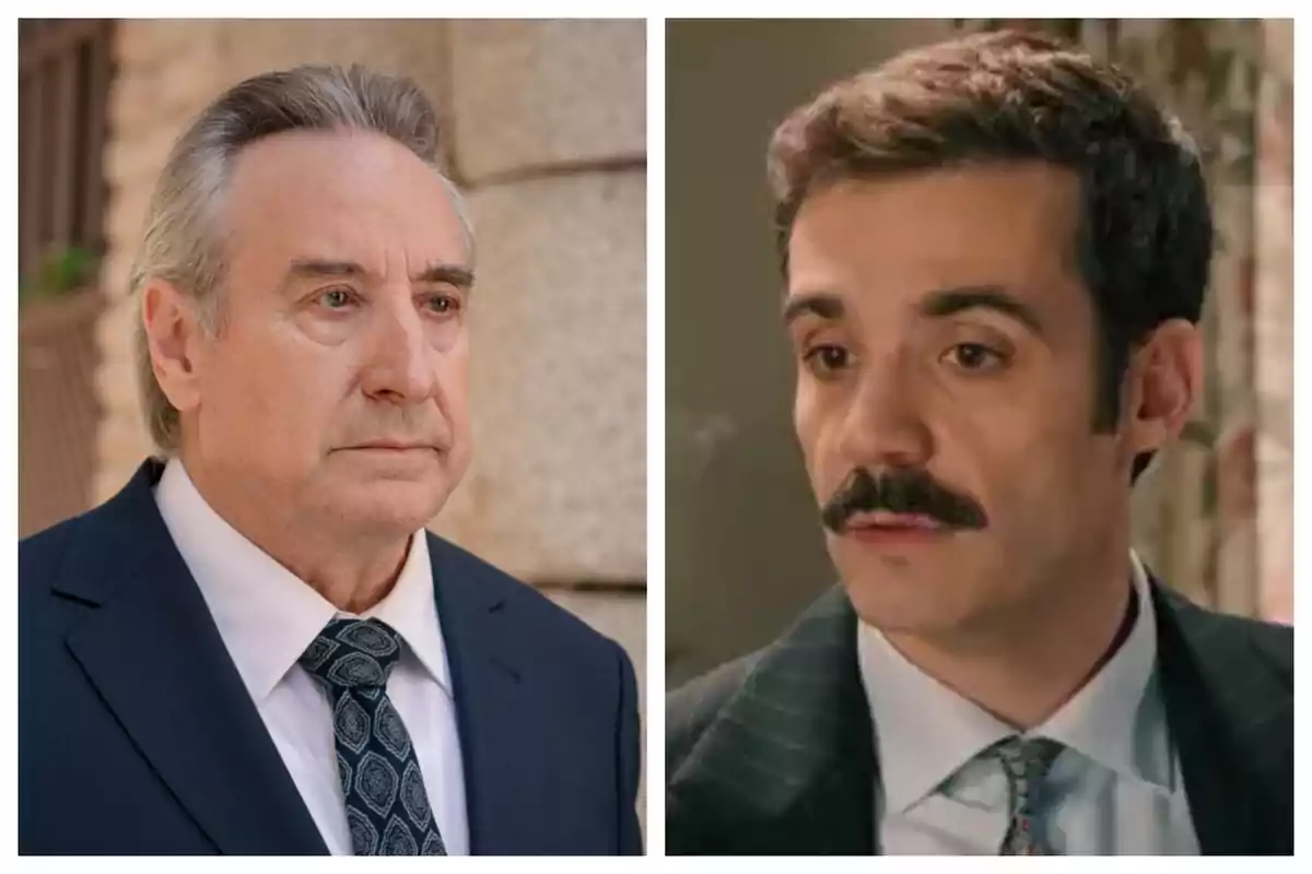 Montaje de fotos de don Pedro y Joaquín, ambos vestidos de traje, uno mayor con cabello canoso y el otro más joven con bigote, ambos con expresión seria. Montaje de fotos de don Pedro y Joaquín, ambos vestidos de traje, uno mayor con cabello canoso y el otro más joven con bigote, ambos con expresión seria.