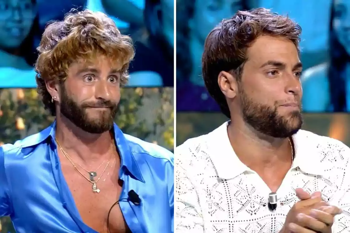 Pelayo Díaz y Montoya están sentados en un plató de televisión, uno lleva una camisa azul brillante y el otro una camisa blanca tejida, ambos con expresiones serias y el fondo desenfocado muestra a varias personas. Pelayo Díaz y Montoya están sentados en un plató de televisión, uno lleva una camisa azul brillante y el otro una camisa blanca tejida, ambos con expresiones serias y el fondo desenfocado muestra a varias personas.