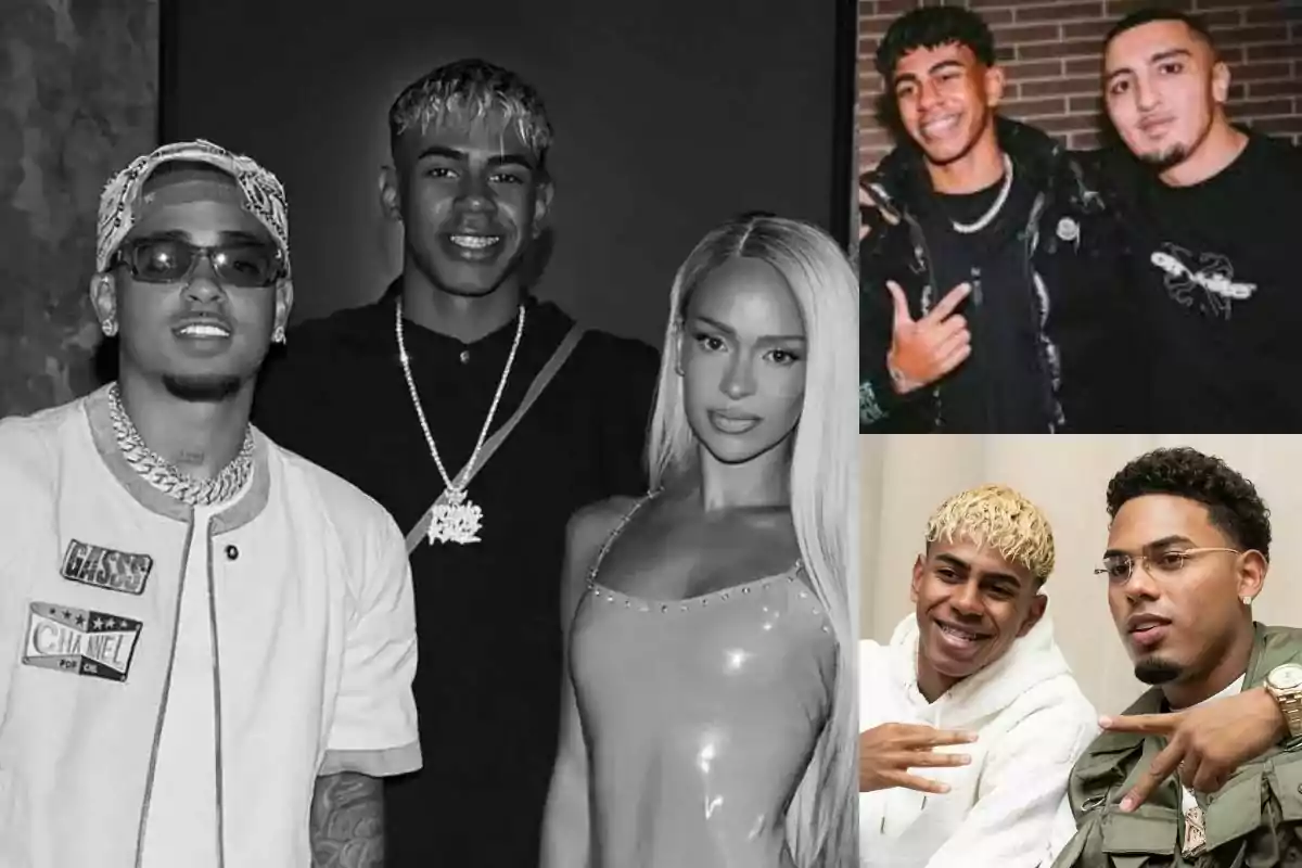 Tres fotos de personas jóvenes posando juntas, algunas de ellas sonriendo y haciendo gestos con las manos, en diferentes ambientes y estilos de ropa. Tres fotos de personas jóvenes posando juntas, algunas de ellas sonriendo y haciendo gestos con las manos, en diferentes ambientes y estilos de ropa.
