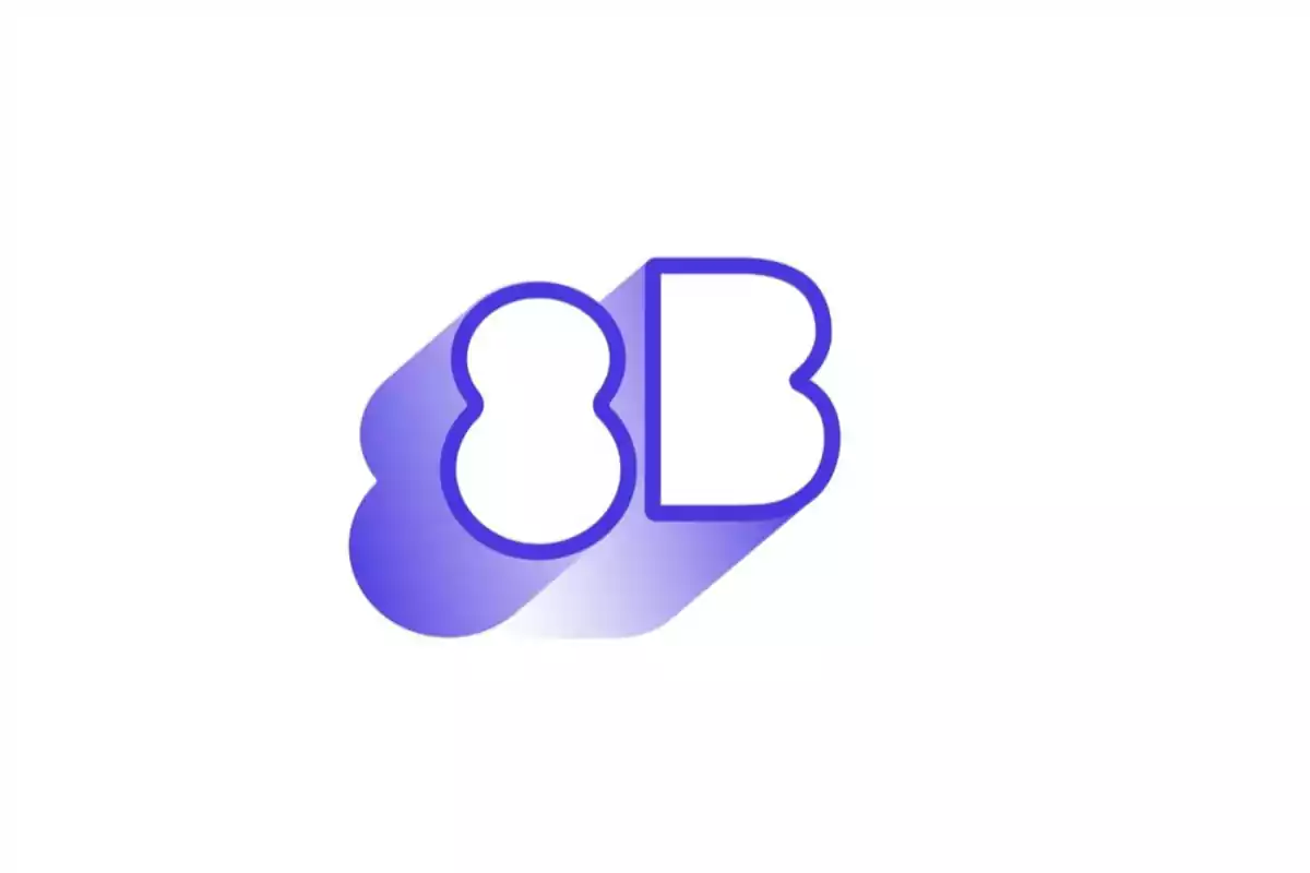 Logo con las letras 8 y B en color azul con sombra sobre fondo blanco Logo con las letras 8 y B en color azul con sombra sobre fondo blanco