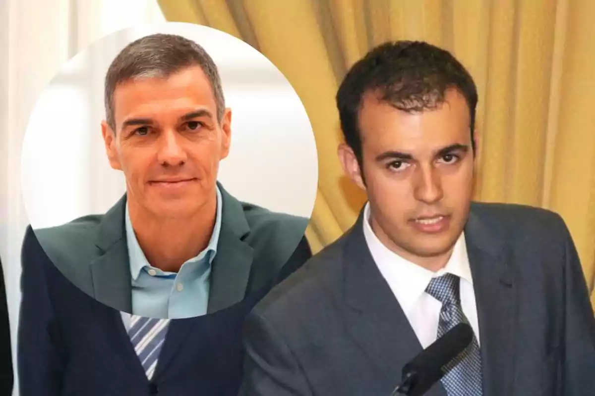Dos hombres con traje, uno de ellos aparece en un círculo superpuesto sobre la imagen principal, ambos en un entorno formal. Dos hombres con traje, uno de ellos aparece en un círculo superpuesto sobre la imagen principal, ambos en un entorno formal.