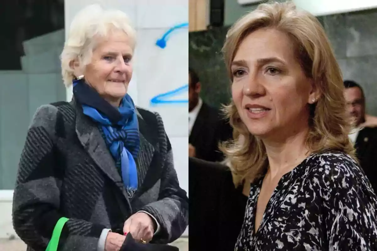 Two middle-aged and elderly women appear side by side, one with gray hair and a blue scarf, the other with loose blonde hair, both with serious expressions. Two middle-aged and elderly women appear side by side, one with gray hair and a blue scarf, the other with loose blonde hair, both with serious expressions.