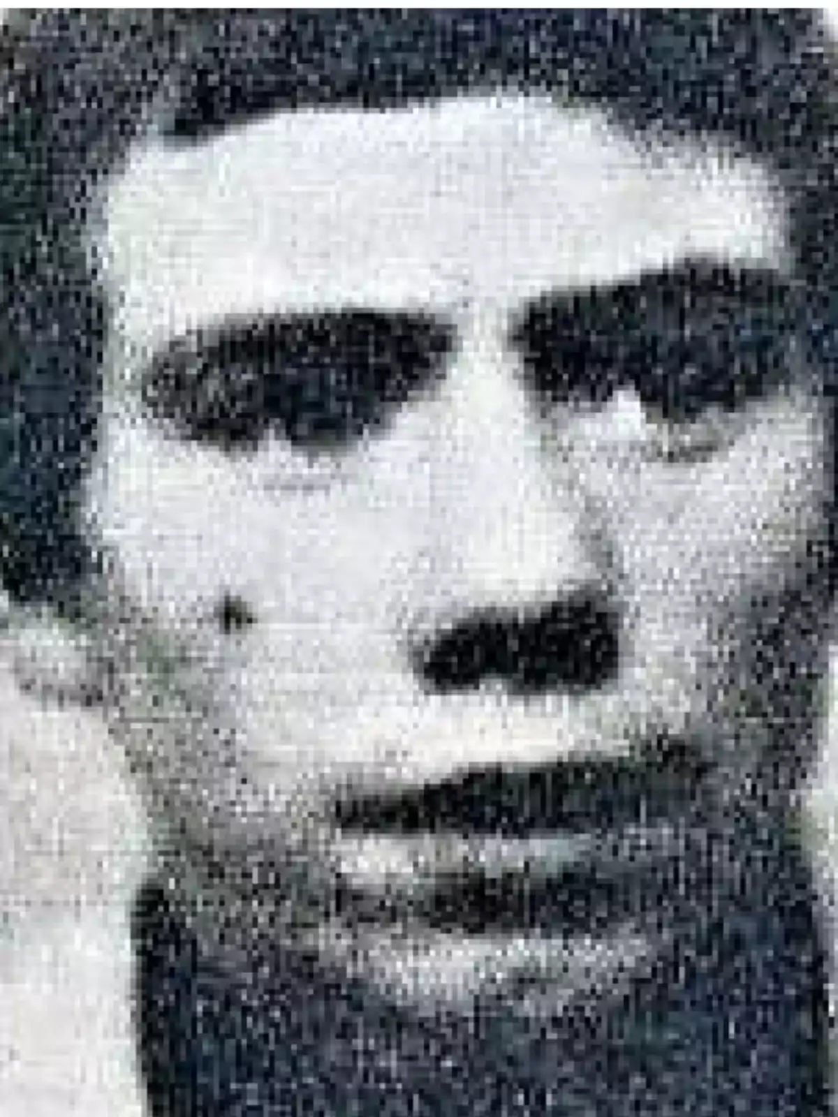 Fotografía antigua en blanco y negro de un joven con expresión seria y cejas pobladas Fotografía antigua en blanco y negro de un joven con expresión seria y cejas pobladas