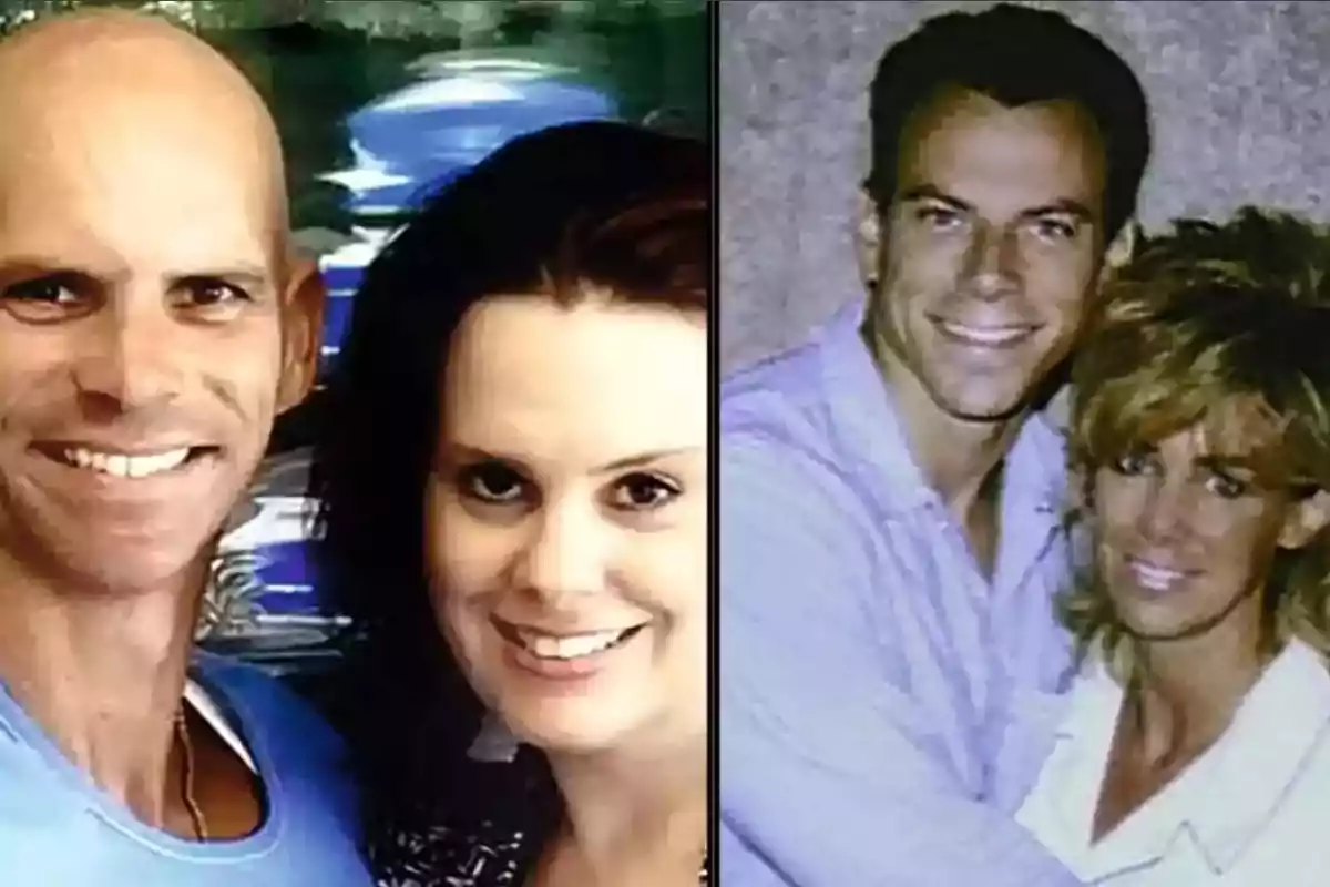 Dos parejas posan para la cámara en dos fotos diferentes, una a la izquierda y otra a la derecha, ambas sonriendo. Dos parejas posan para la cámara en dos fotos diferentes, una a la izquierda y otra a la derecha, ambas sonriendo.