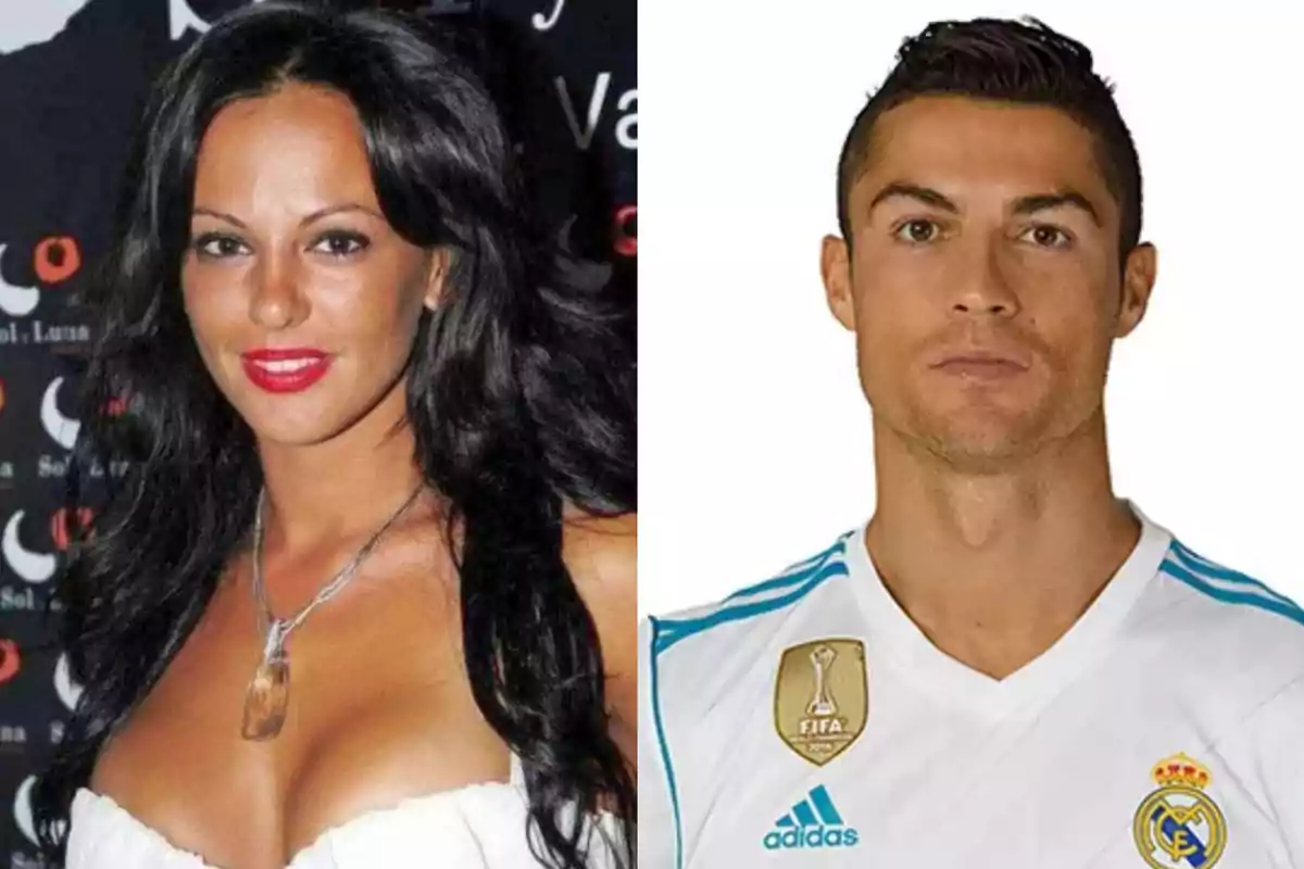 Dos personas posando una al lado de la otra, una mujer con cabello largo y oscuro y un hombre con camiseta de fútbol blanca Dos personas posando una al lado de la otra, una mujer con cabello largo y oscuro y un hombre con camiseta de fútbol blanca