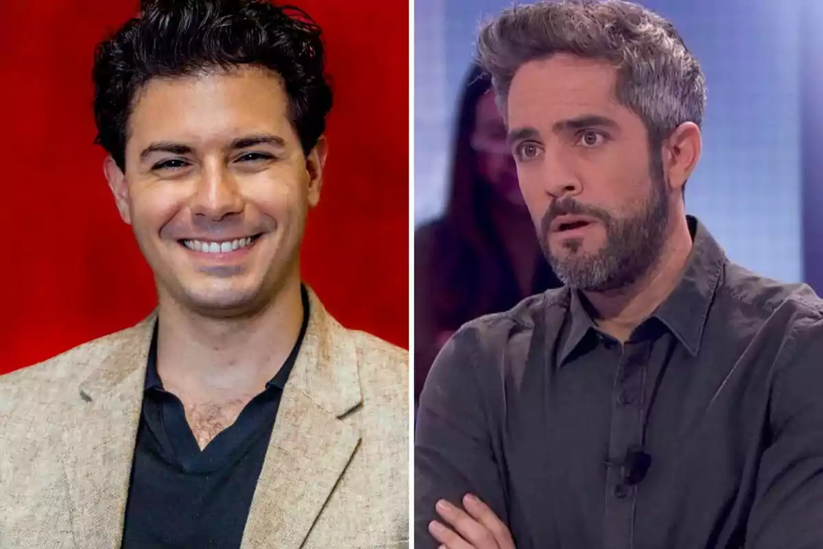 Alfred García y Roberto Leal aparecen en una imagen dividida, el de la izquierda sonríe con fondo rojo y el de la derecha luce serio con fondo azul difuminado. Alfred García y Roberto Leal aparecen en una imagen dividida, el de la izquierda sonríe con fondo rojo y el de la derecha luce serio con fondo azul difuminado.