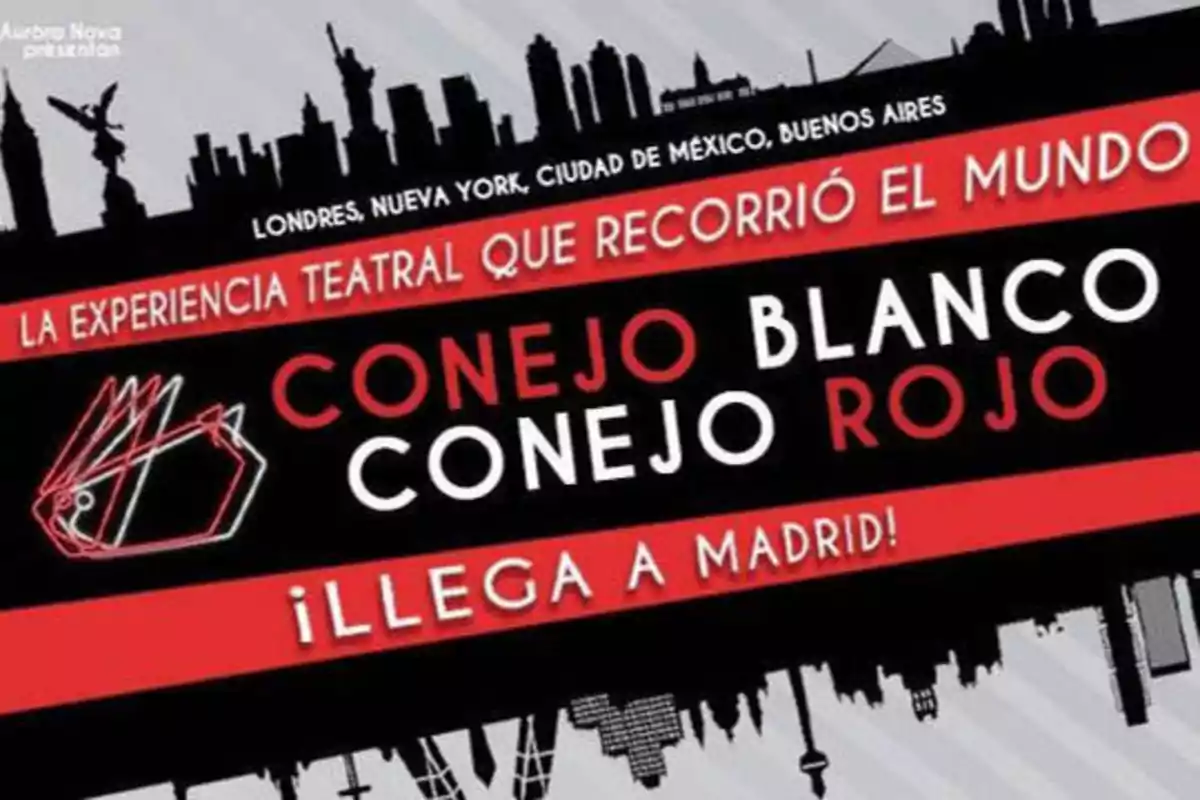 Aurora Nova presentan la experiencia teatral que recorrió el mundo: Conejo Blanco Conejo Rojo llega a Madrid. Londres, Nueva York, Ciudad de México, Buenos Aires.