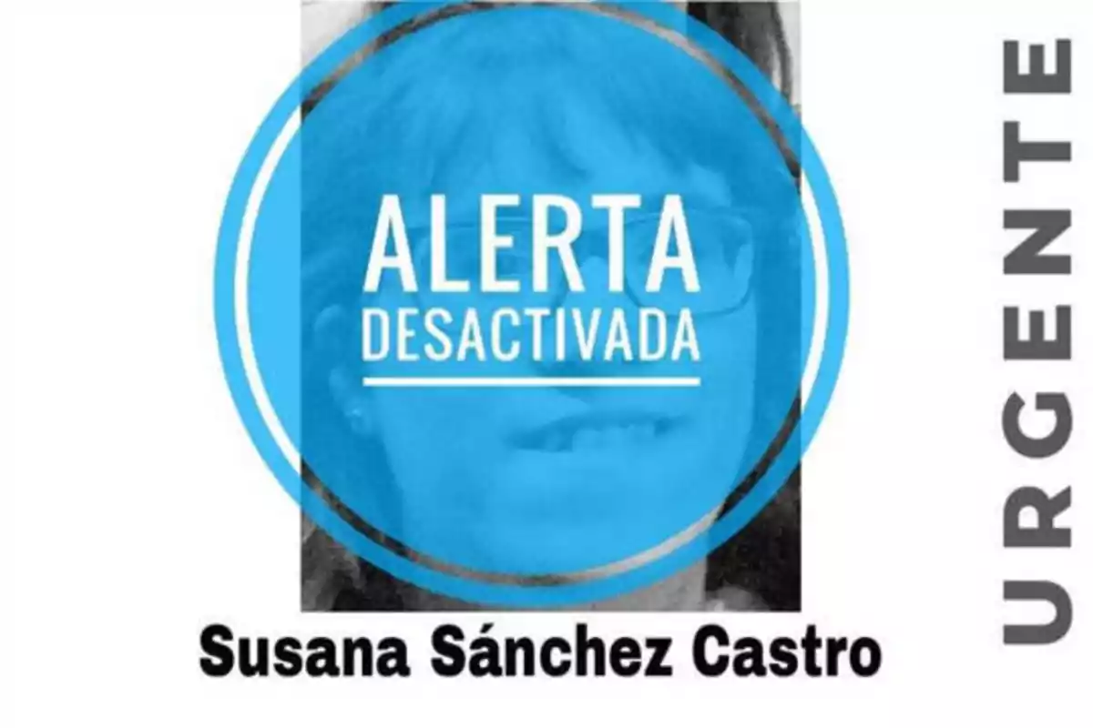 Imagen de una alerta desactivada con el nombre Susana Sánchez Castro y la palabra "URGENTE" en el lateral derecho.