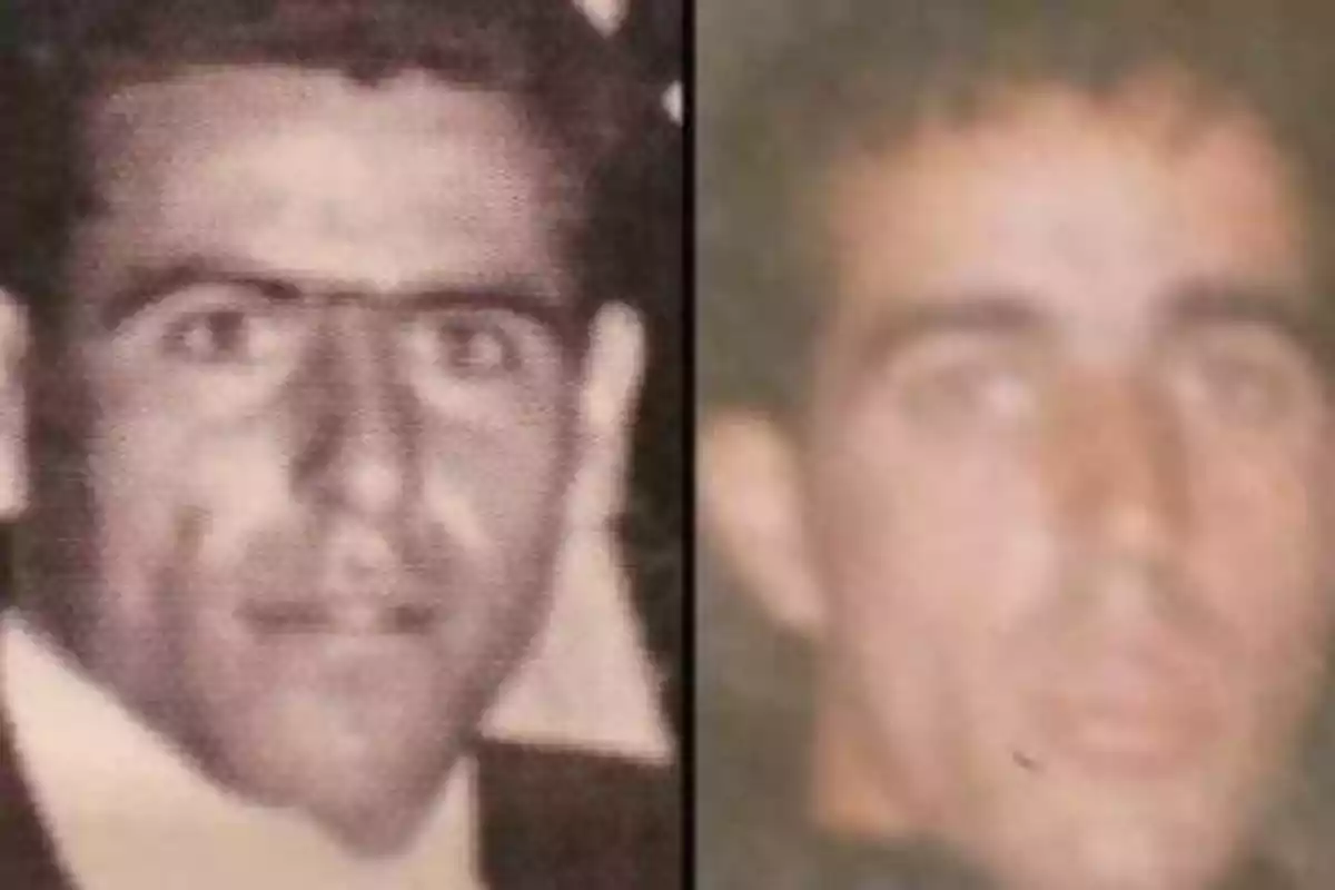 Dos fotografías de un hombre, una en blanco y negro a la izquierda y otra en color a la derecha.
