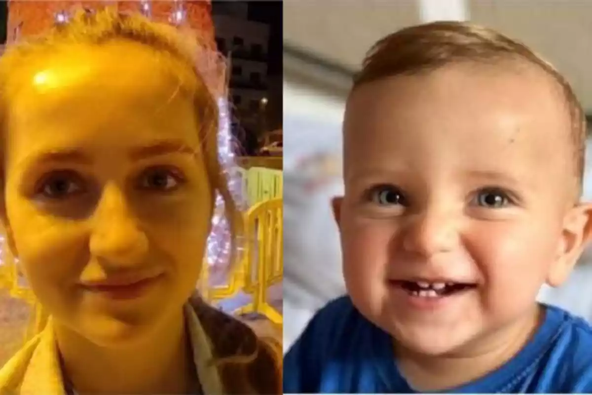 Una mujer y un niño pequeño sonriendo en una imagen dividida en dos.