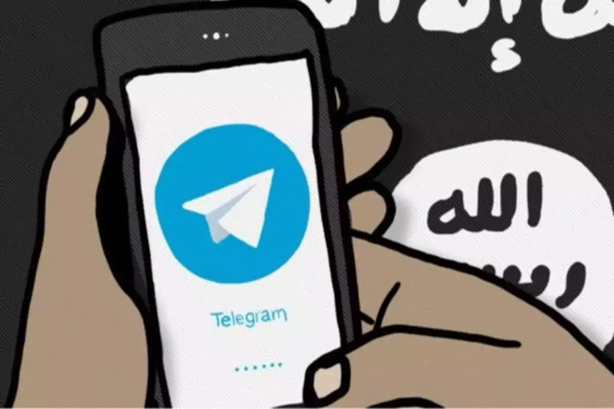 Montaje de la red de mensajes Telegram y la propaganda del Estado Islámico / Elaborado por Observatorio Terrorismo