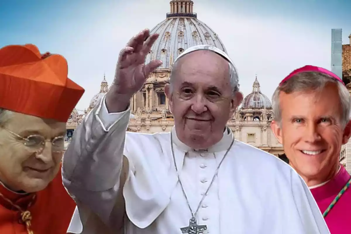 El Papa Francisco en el Vaticano con dos obispos conservadores americanos