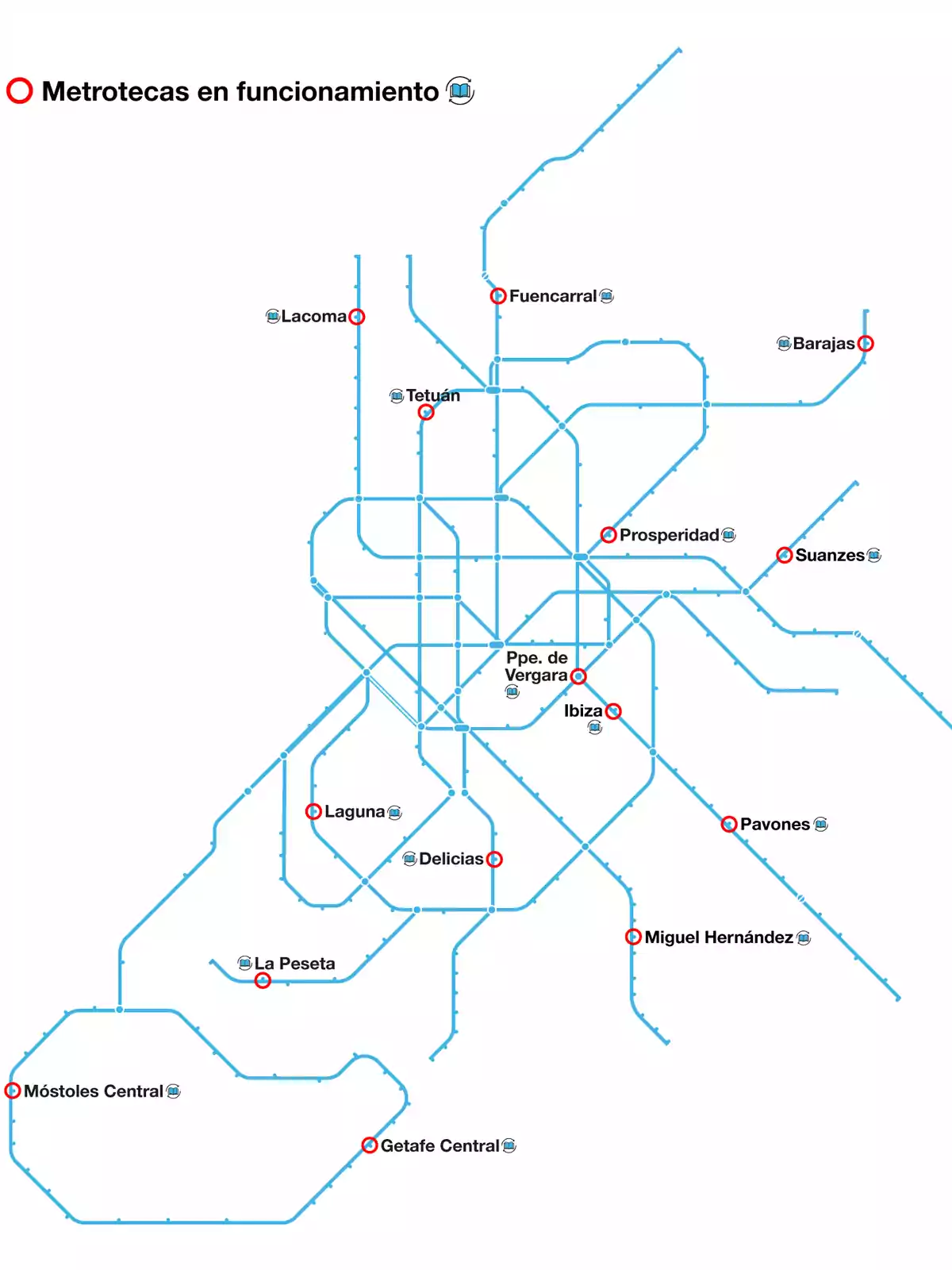 Mapa de la red de metro con estaciones de 