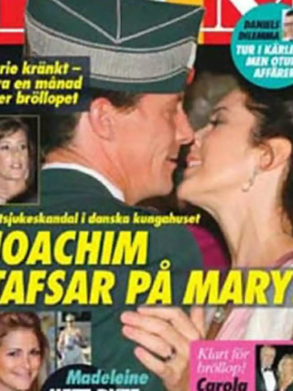 Portada de revista con un hombre y una mujer bailando, con varios titulares en sueco y fotos pequeñas de otras personas.