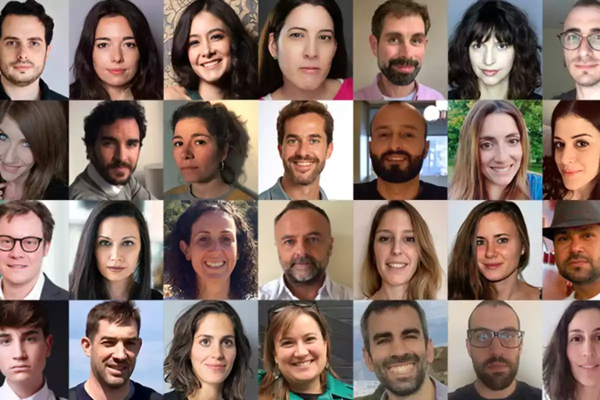 Un collage de retratos de varias personas, organizados en una cuadrícula de cinco filas y seis columnas, mostrando diversidad en género y apariencia.