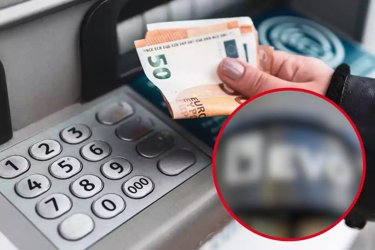 Persona sacando billetes de euro de un cajero automático.