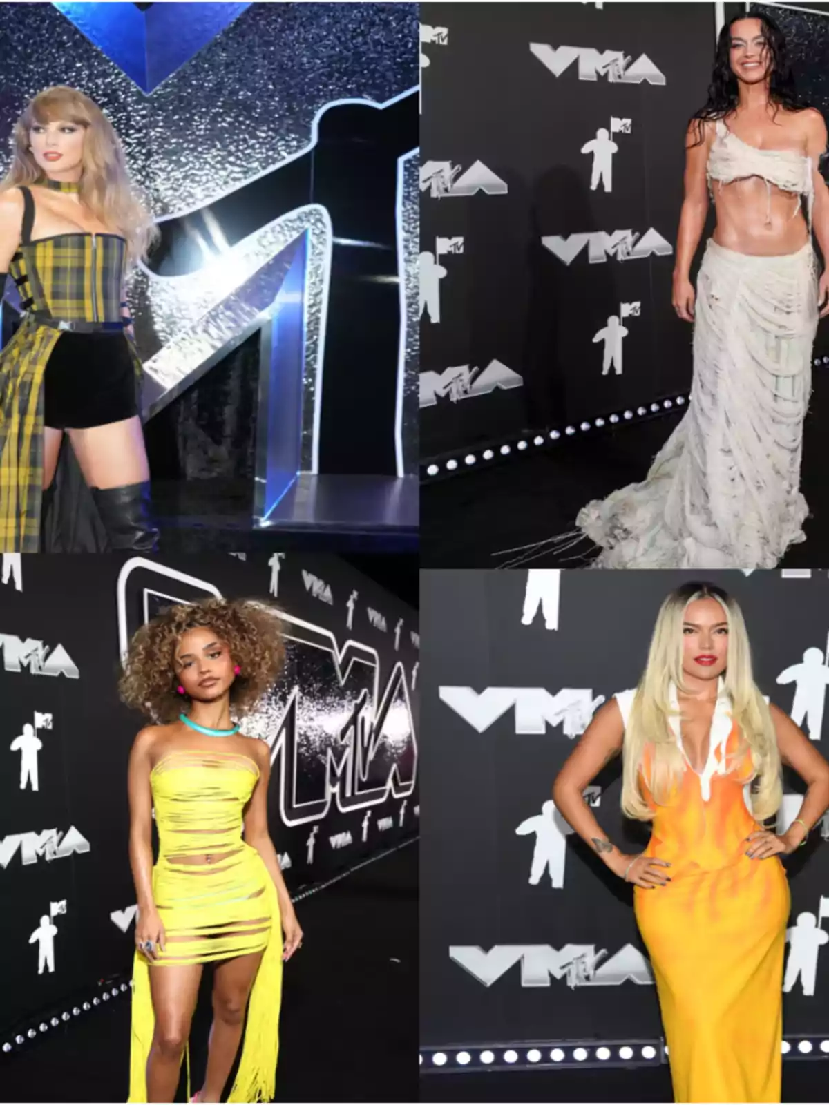 Taylor Swift, Katy Perry, Tyla y Karol G en la alfombra roja de los premios MTV VMAs 2024.