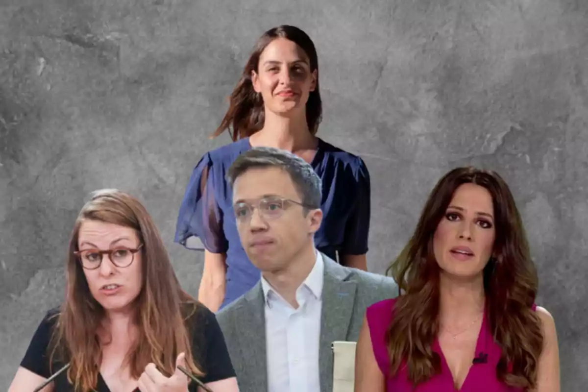 Montaje sobre Iñigo Errejón, las políticas Rita Maestre, Mireia Vehí y la periodista Glòria Mena.