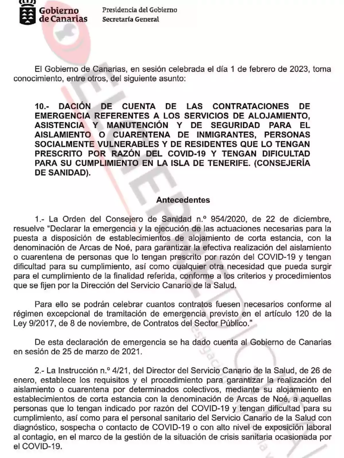 Documento Gobierno Canarias.