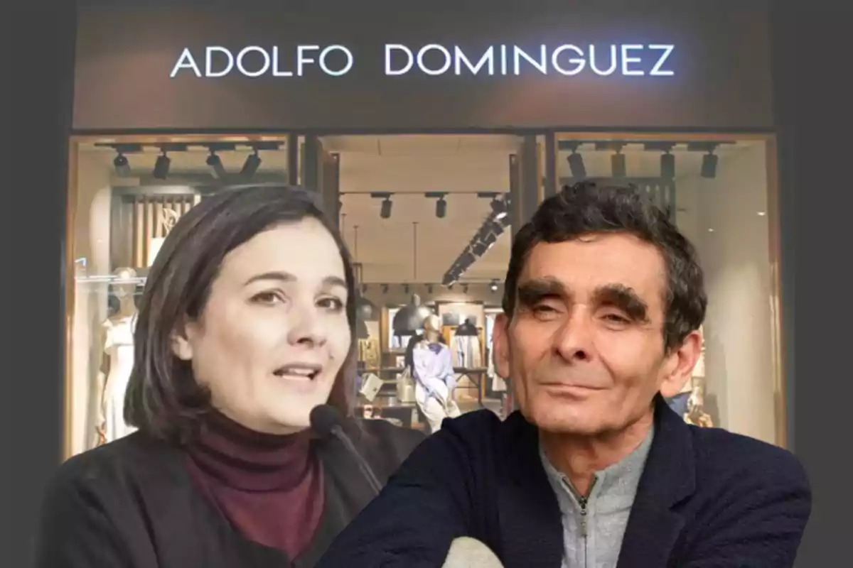 Dos personas frente a una tienda de Adolfo Domínguez.