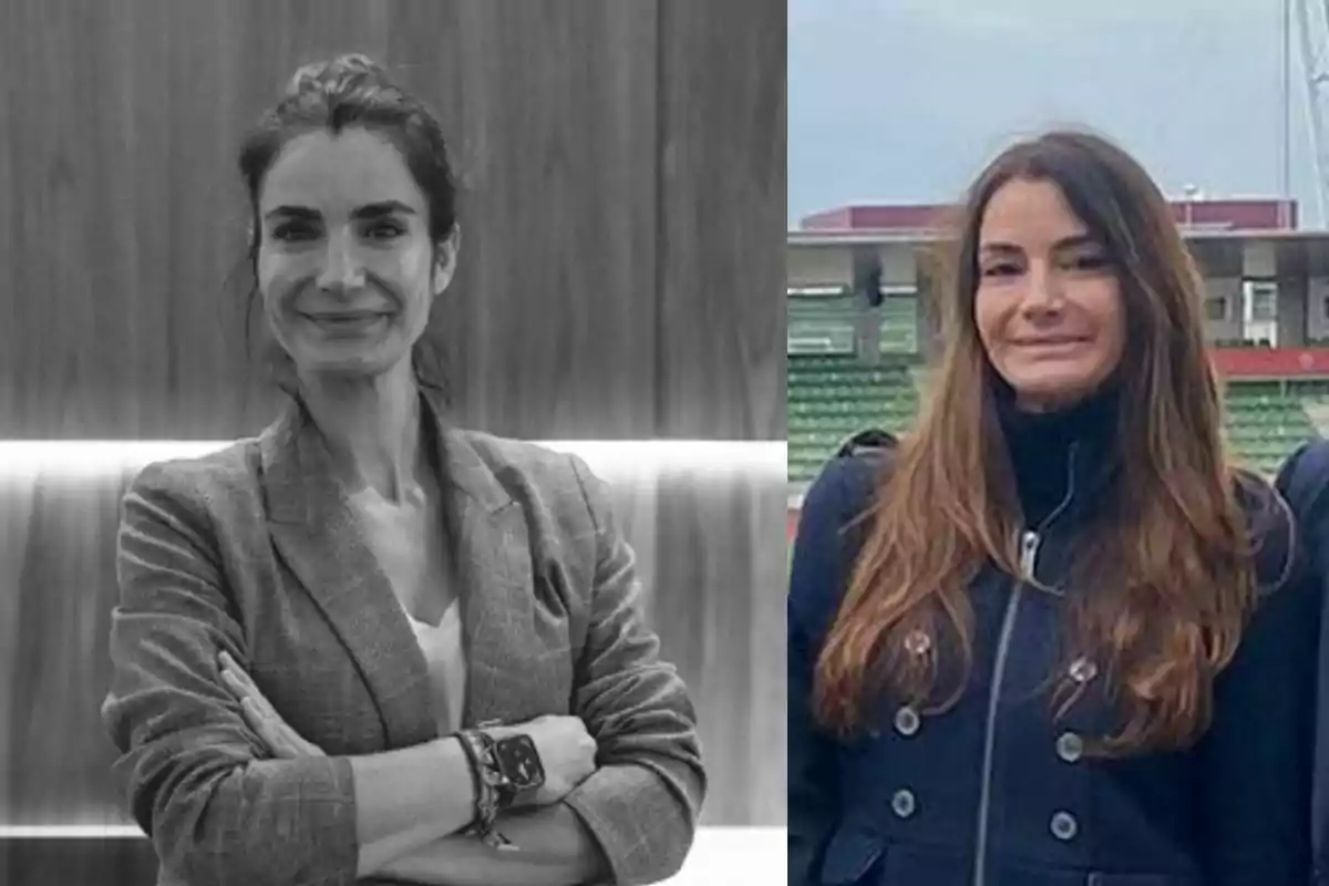 Dos mujeres posan en diferentes entornos, una con el cabello recogido y vestida con saco claro, la otra con el cabello suelto y abrigo oscuro en un espacio al aire libre Dos mujeres posan en diferentes entornos, una con el cabello recogido y vestida con saco claro, la otra con el cabello suelto y abrigo oscuro en un espacio al aire libre