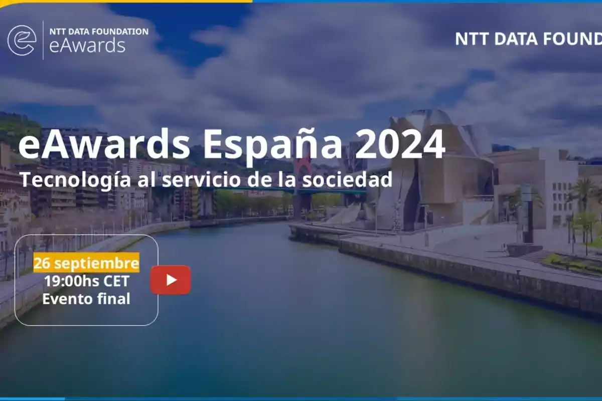 Imagen promocional de los eAwards España 2024 de la NTT Data Foundation, con el lema 