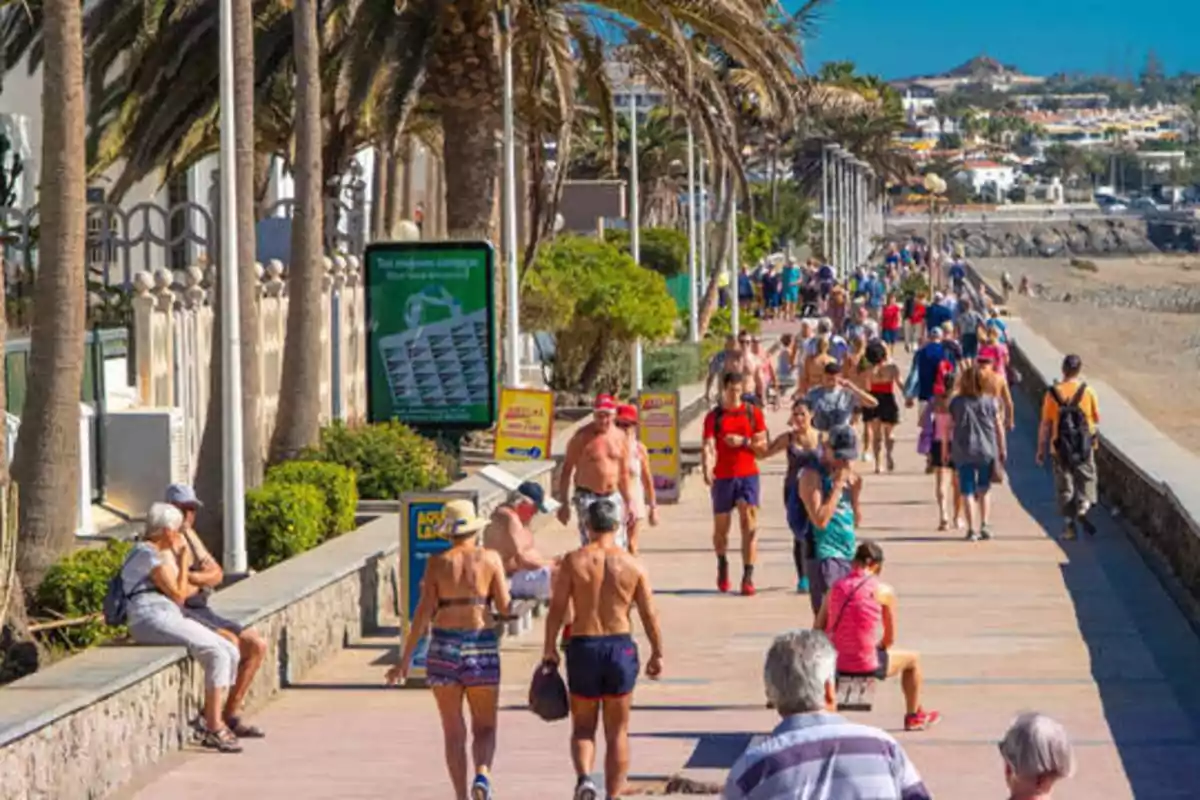 Ciudadanos canarios en el paseo marítimo.