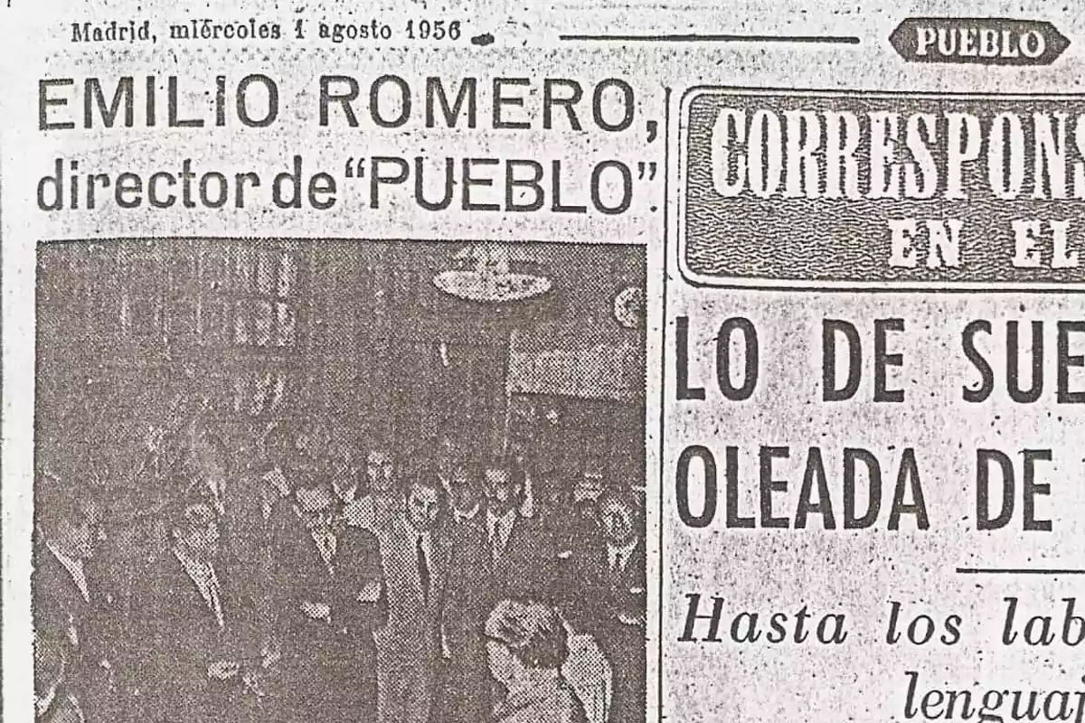 Portada de un periódico antiguo con el titular 