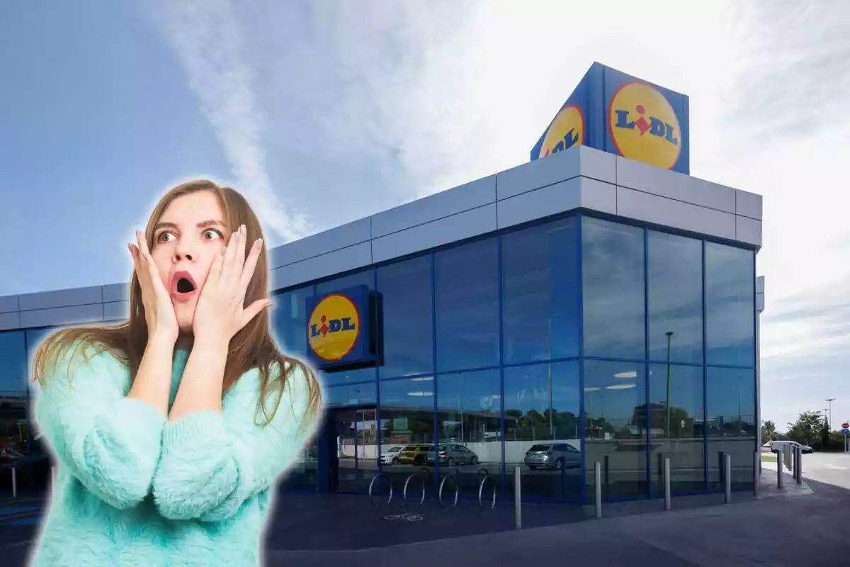 Fotomontaje de Lidl con una mujer sorprendida