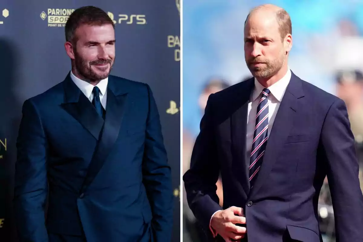 Dos hombres vestidos con trajes oscuros posan en eventos diferentes, uno con fondo de logotipos y el otro al aire libre. Dos hombres vestidos con trajes oscuros posan en eventos diferentes, uno con fondo de logotipos y el otro al aire libre.