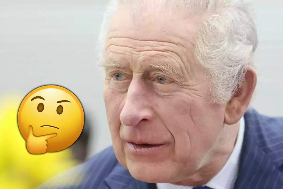 Older man with gray hair and a serious expression, with a thinking face emoji next to him Older man with gray hair and a serious expression, with a thinking face emoji next to him