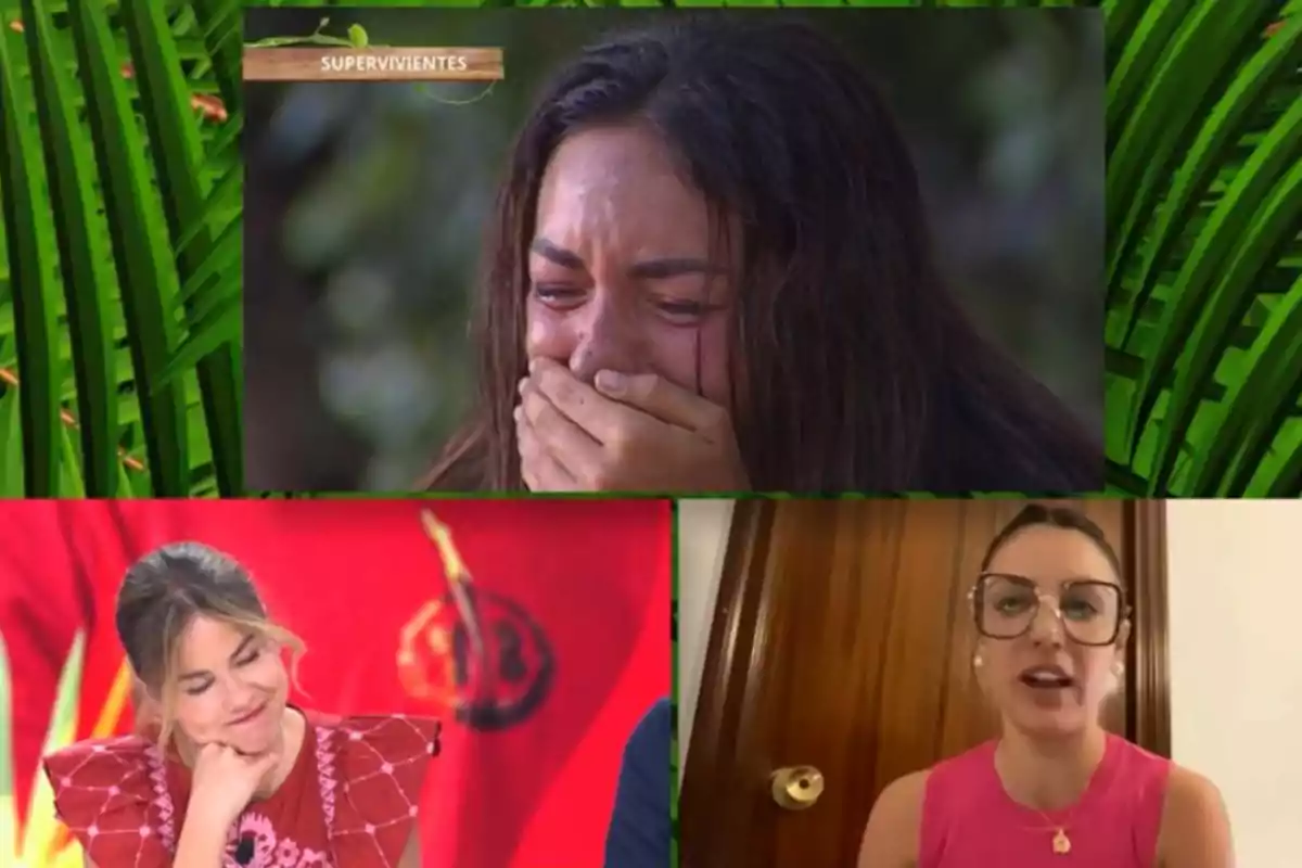 Anita, Candela y Mónica Hoyos en un programa de televisión, Anita llorando, Mónica Hoyos sonriendo y Candela hablando frente a una puerta. Anita, Candela y Mónica Hoyos en un programa de televisión, Anita llorando, Mónica Hoyos sonriendo y Candela hablando frente a una puerta.