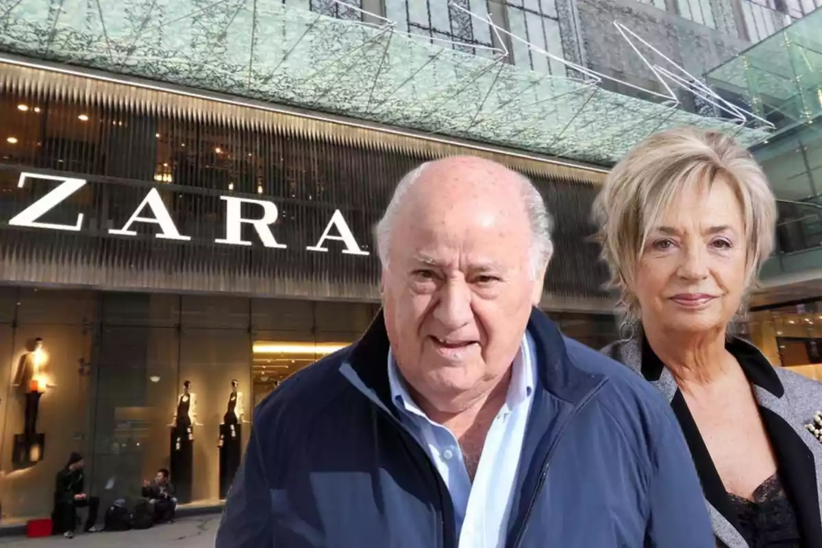 Dos personas frente a una tienda de Zara.