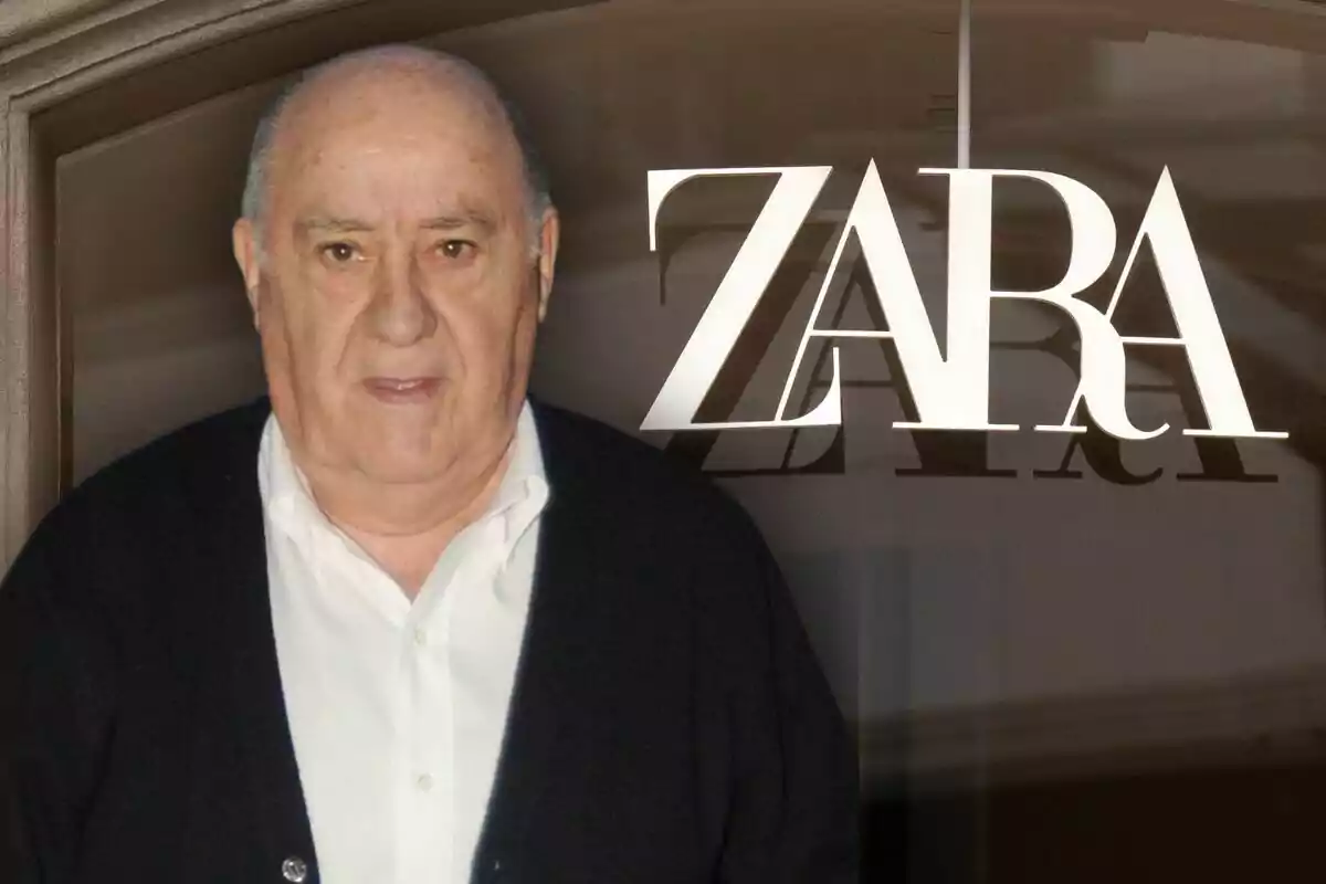 Un hombre mayor con camisa blanca y suéter oscuro frente a un letrero de Zara. Un hombre mayor con camisa blanca y suéter oscuro frente a un letrero de Zara.