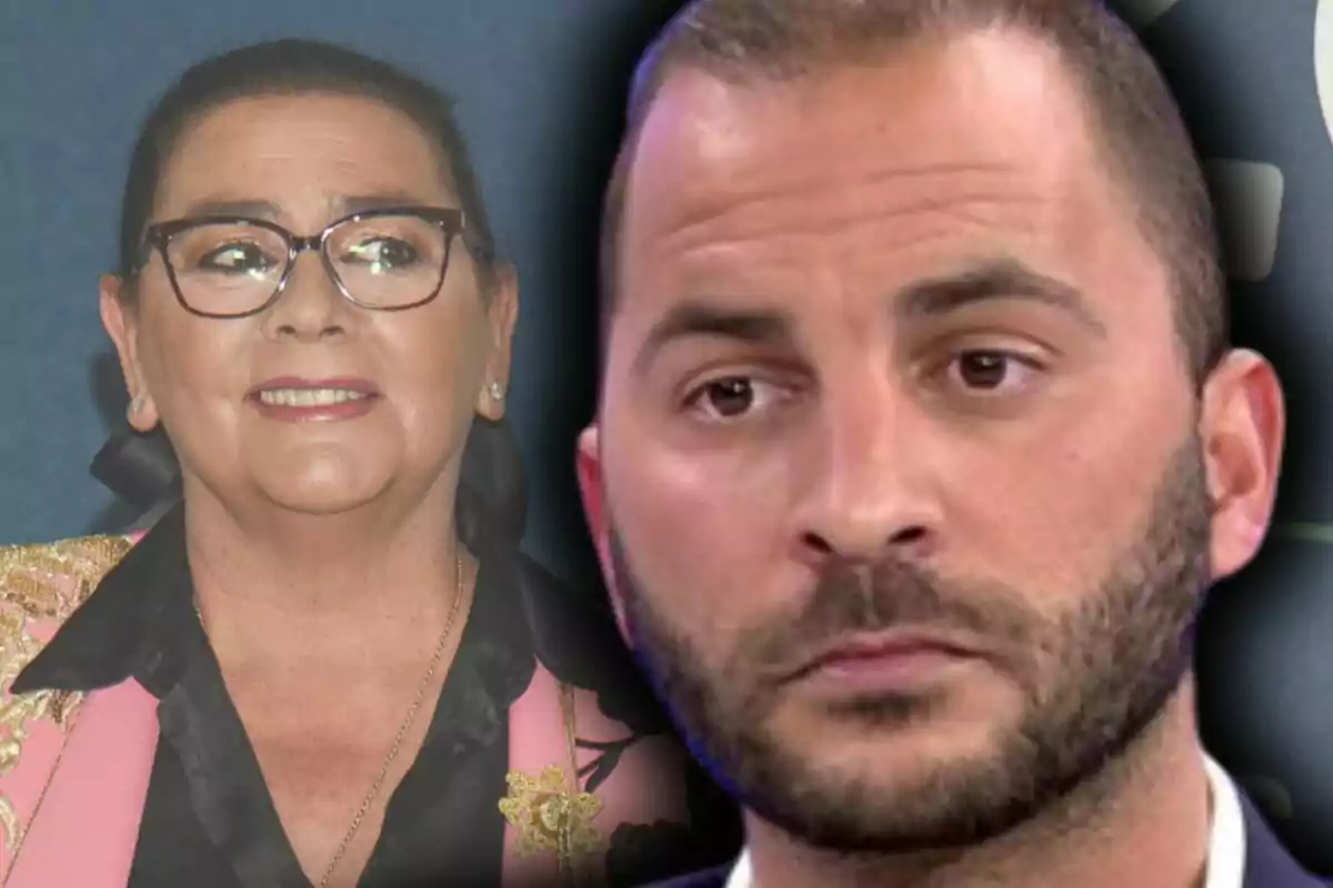 Dos personas en primer plano, una de ellas es María del Monte con expresión sonriente a la izquierda y el otro es Antonio Tejado con expresión seria a la derecha.
