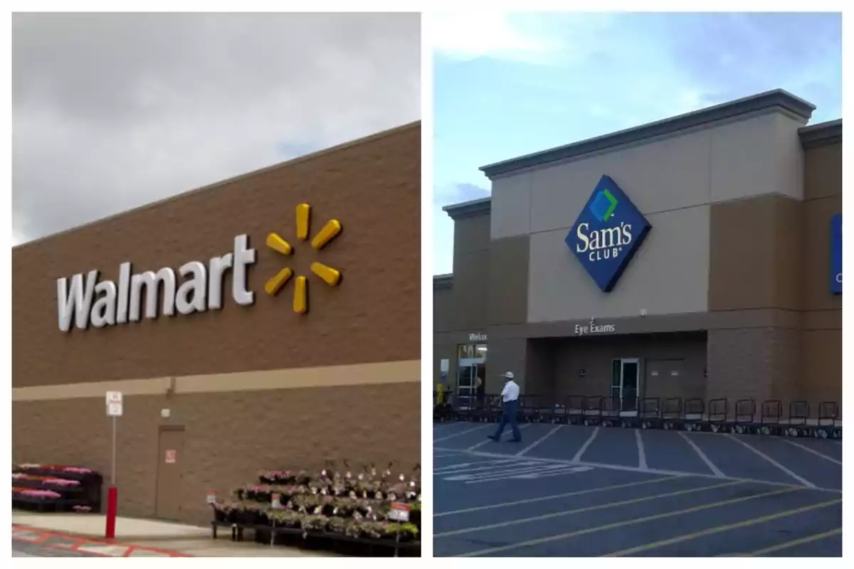 Montaje de fotos de las fachadas de tiendas Walmart y Sam's Club en Estados Unidos. Montaje de fotos de las fachadas de tiendas Walmart y Sam's Club en Estados Unidos.