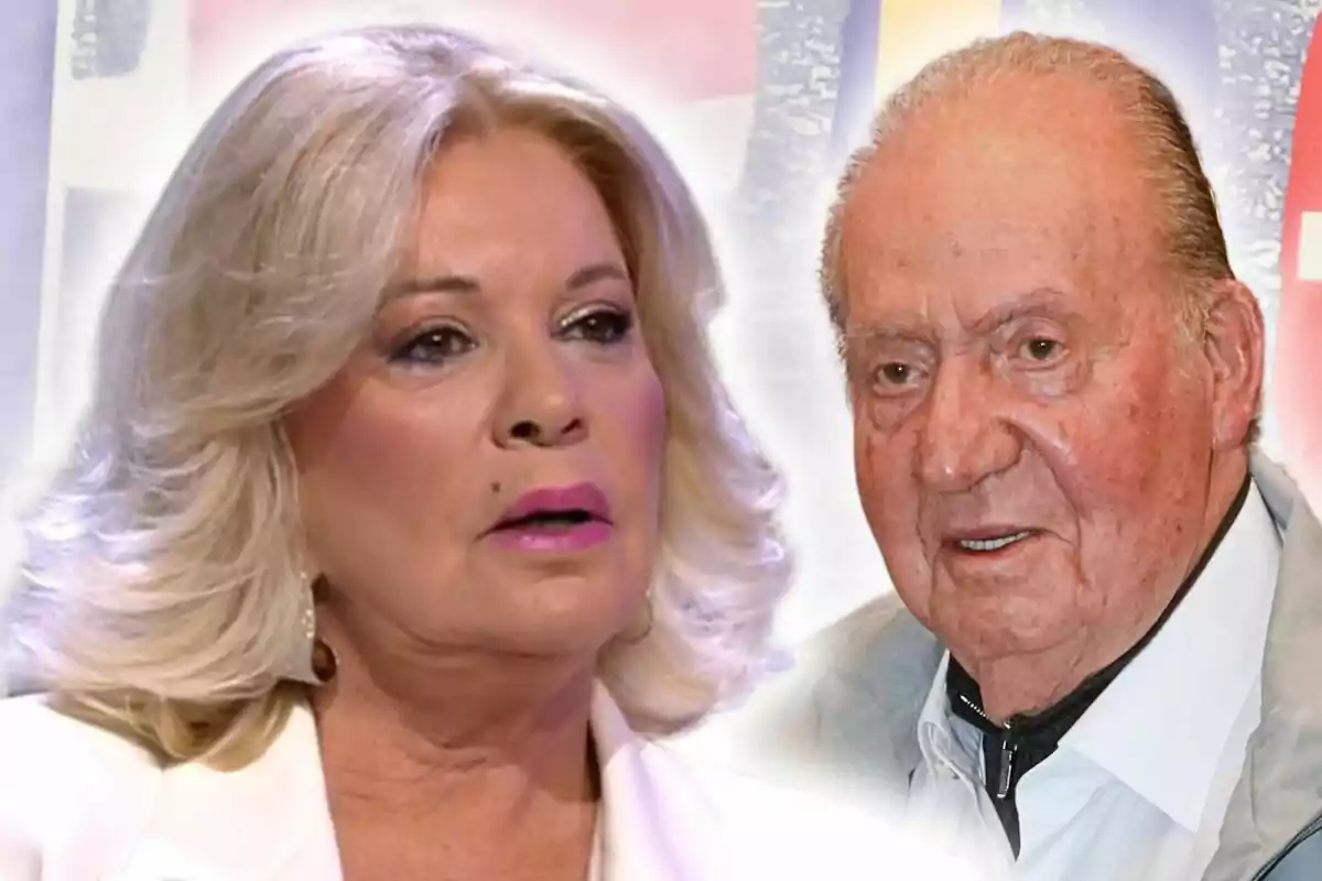 Montaje de fotos de Bárbara Rey y el rey emérito, Juan Carlos I; ambos con rostros neutros. Montaje de fotos de Bárbara Rey y el rey emérito, Juan Carlos I; ambos con rostros neutros.