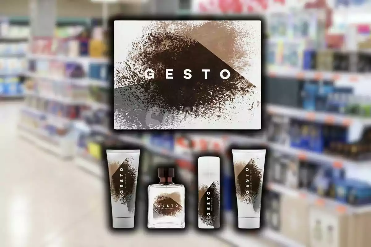 Un conjunto de productos de cuidado personal con diseño artístico en un pasillo de supermercado de Mercadona. Un conjunto de productos de cuidado personal con diseño artístico en un pasillo de supermercado de Mercadona.