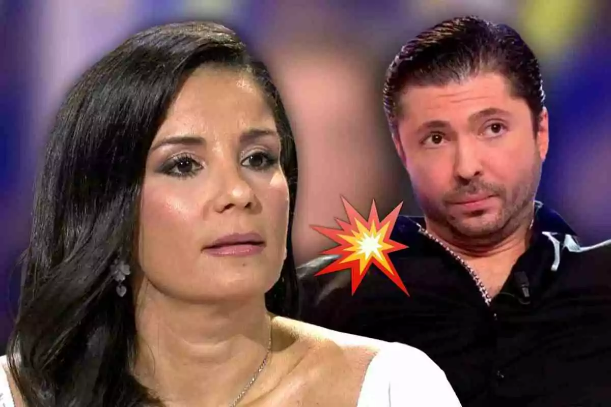 Ana Herminia y Ángel Cristo en televisión con un gráfico de explosión entre ellas.