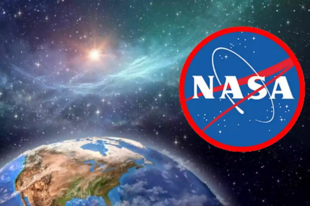 Logotipo de la NASA sobre una imagen del espacio con la Tierra y estrellas. Logotipo de la NASA sobre una imagen del espacio con la Tierra y estrellas.