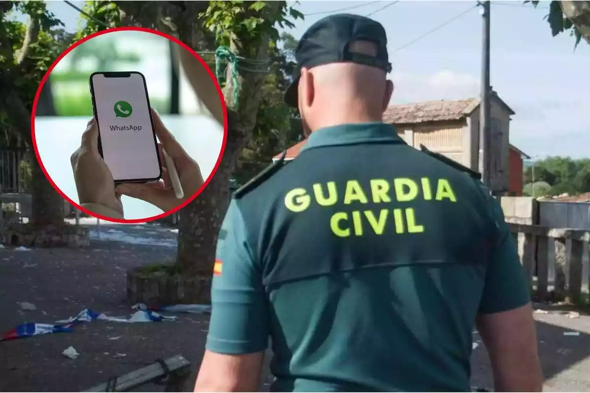 Montaje de un guardia civil y la aplicación Whatsapp