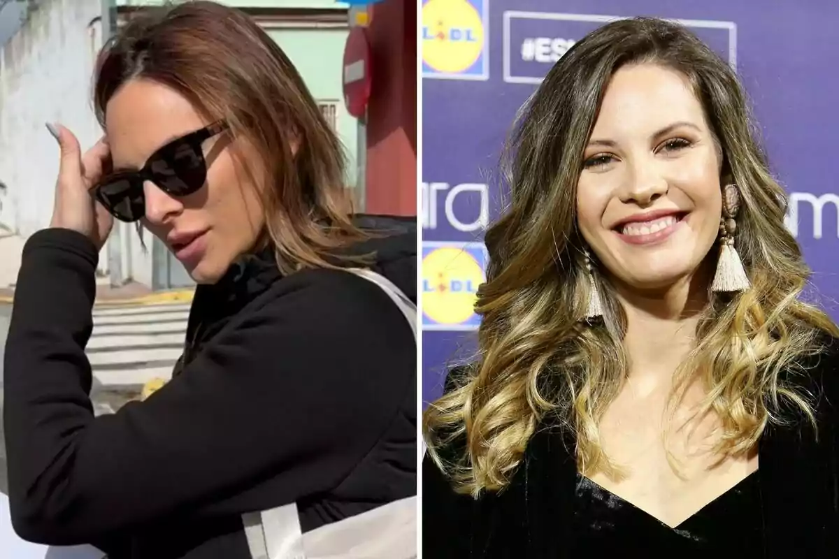 Irene Rosales y Jessica Bueno en diferentes contextos, una con gafas de sol y chaqueta negra al aire libre y otra sonriendo en un evento con fondo de logotipos. Irene Rosales y Jessica Bueno en diferentes contextos, una con gafas de sol y chaqueta negra al aire libre y otra sonriendo en un evento con fondo de logotipos.