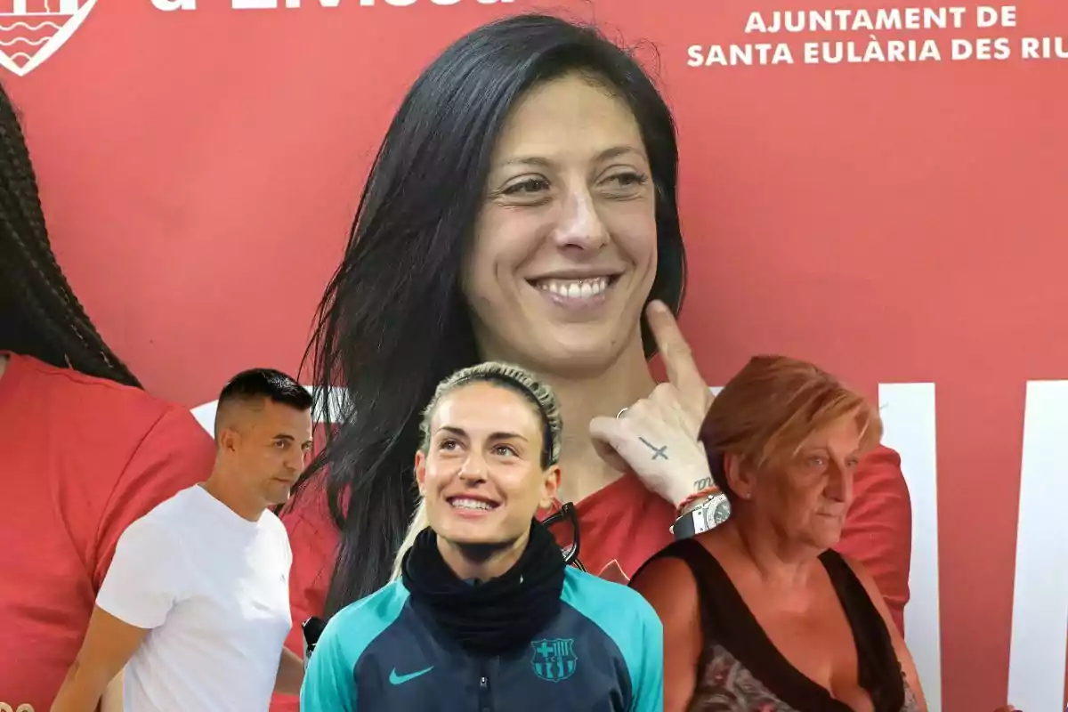 Un collage de varias personas sobre un fondo rojo con texto blanco.