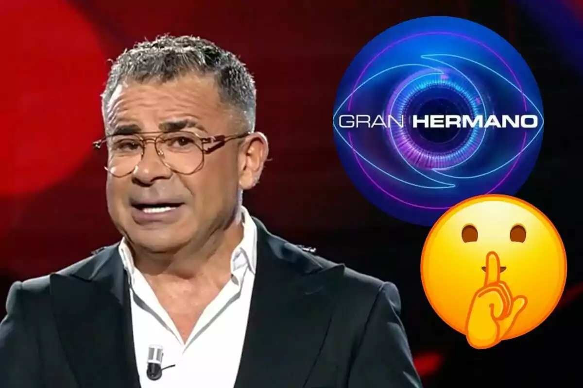 Jorge Javier Vázquez con gafas y traje oscuro aparece en la imagen junto al logo del programa "Gran Hermano" y un emoji de silencio.