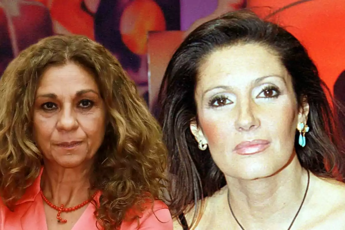 Lolita Flores y Carmen Ordóñez con diferentes estilos de cabello y maquillaje posan para la cámara.