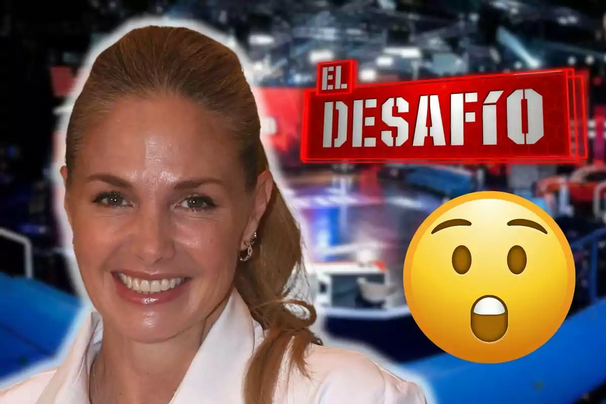 Genoveva Casanova sonriendo frente a un fondo con el logo de "El Desafío" y un emoji sorprendido.