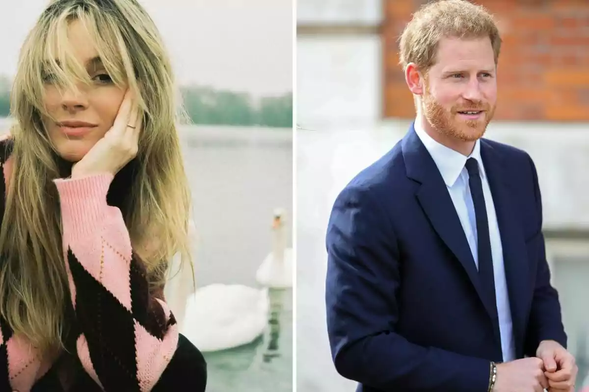 Una mujer con suéter rosa y negro posa junto a un lago mientras un hombre con traje azul oscuro y corbata está de pie al aire libre Una mujer con suéter rosa y negro posa junto a un lago mientras un hombre con traje azul oscuro y corbata está de pie al aire libre